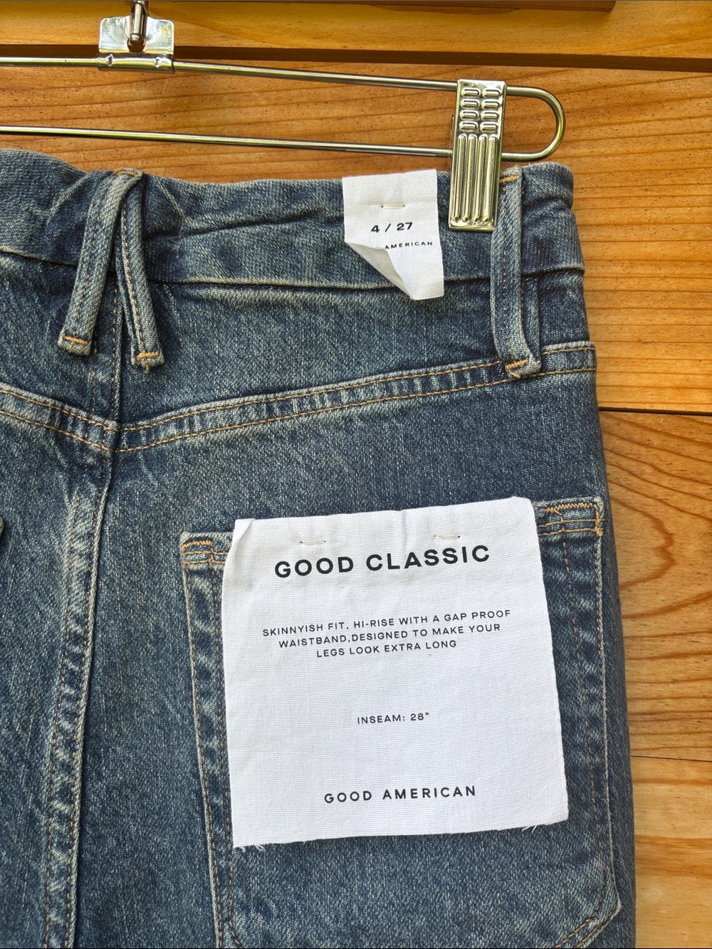 NWT Good American Good Classic High Rise Raw Hem Jeans Size 4/27 - Picture 5 of 8